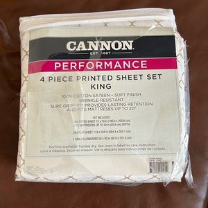 NEW IN PKG 100% COTTON CANNON KING SHEET SET - 2 king cases, 1 fitted & 1 flat